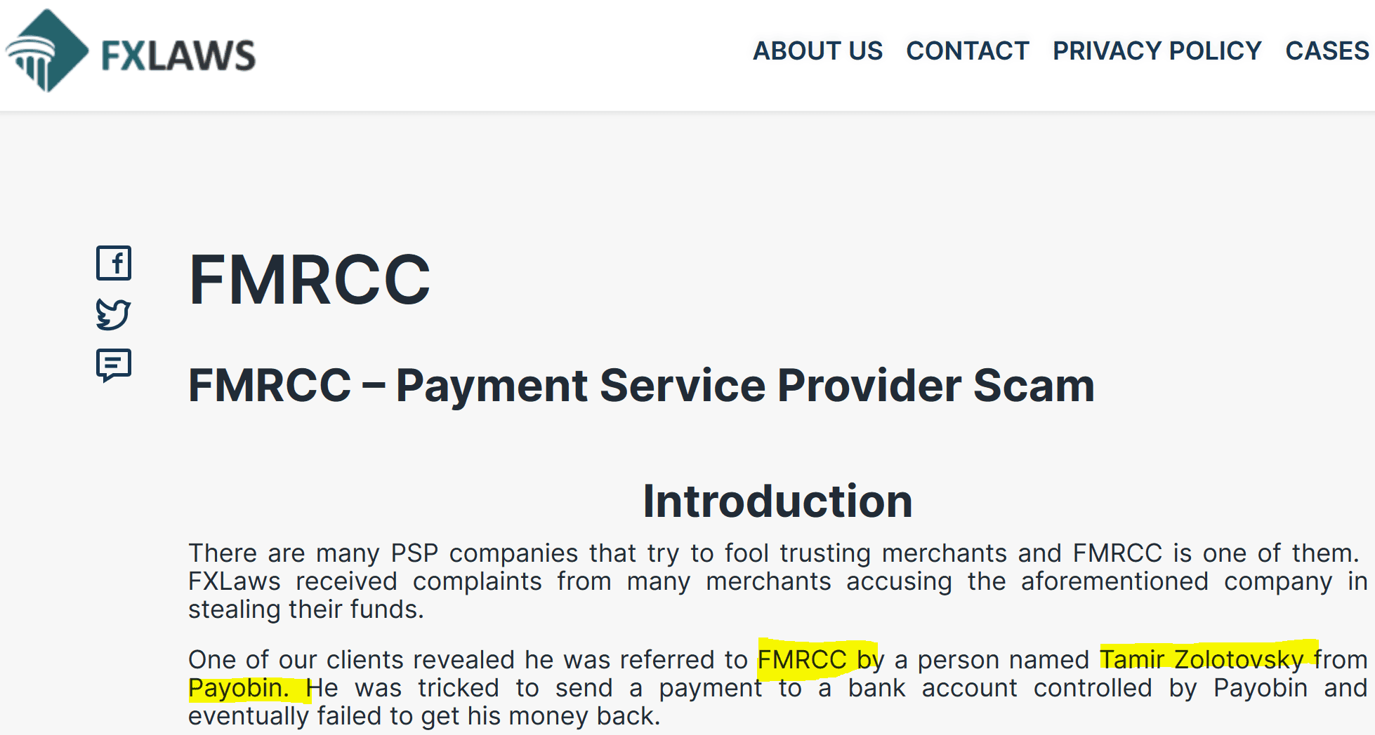 FXLaws review on FMRCC and Payobin