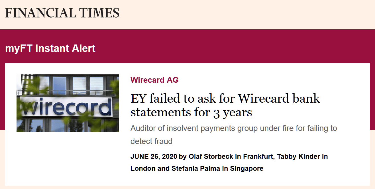 Financial Times about EY and Wirecard