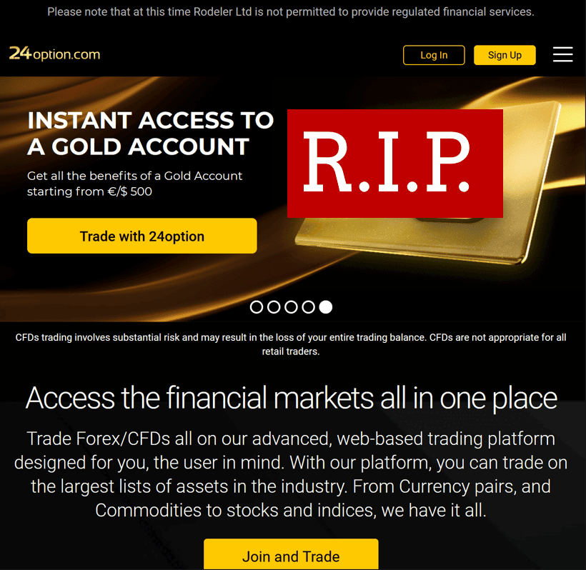 Rodeler and 24option close down