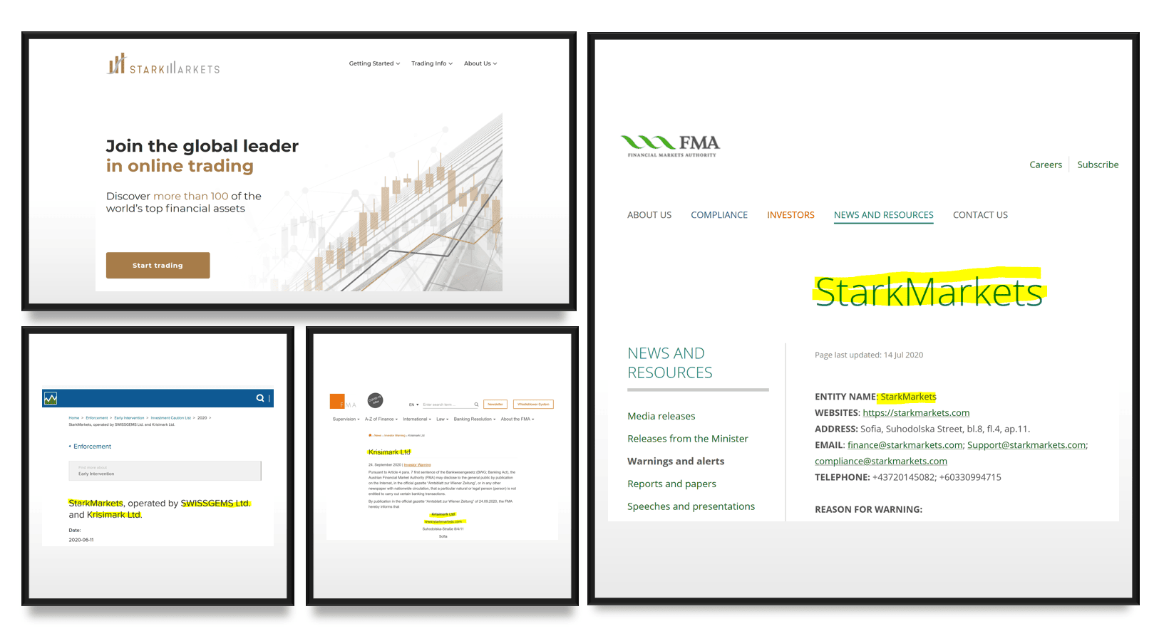 FMA and other regulators warn against StarkMarkets broker scam