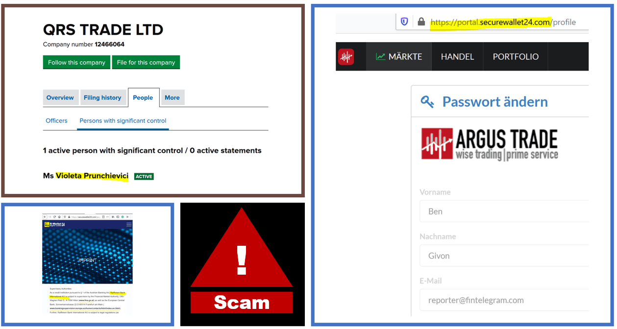 Argus Trade24 and SecureWallet24 scams