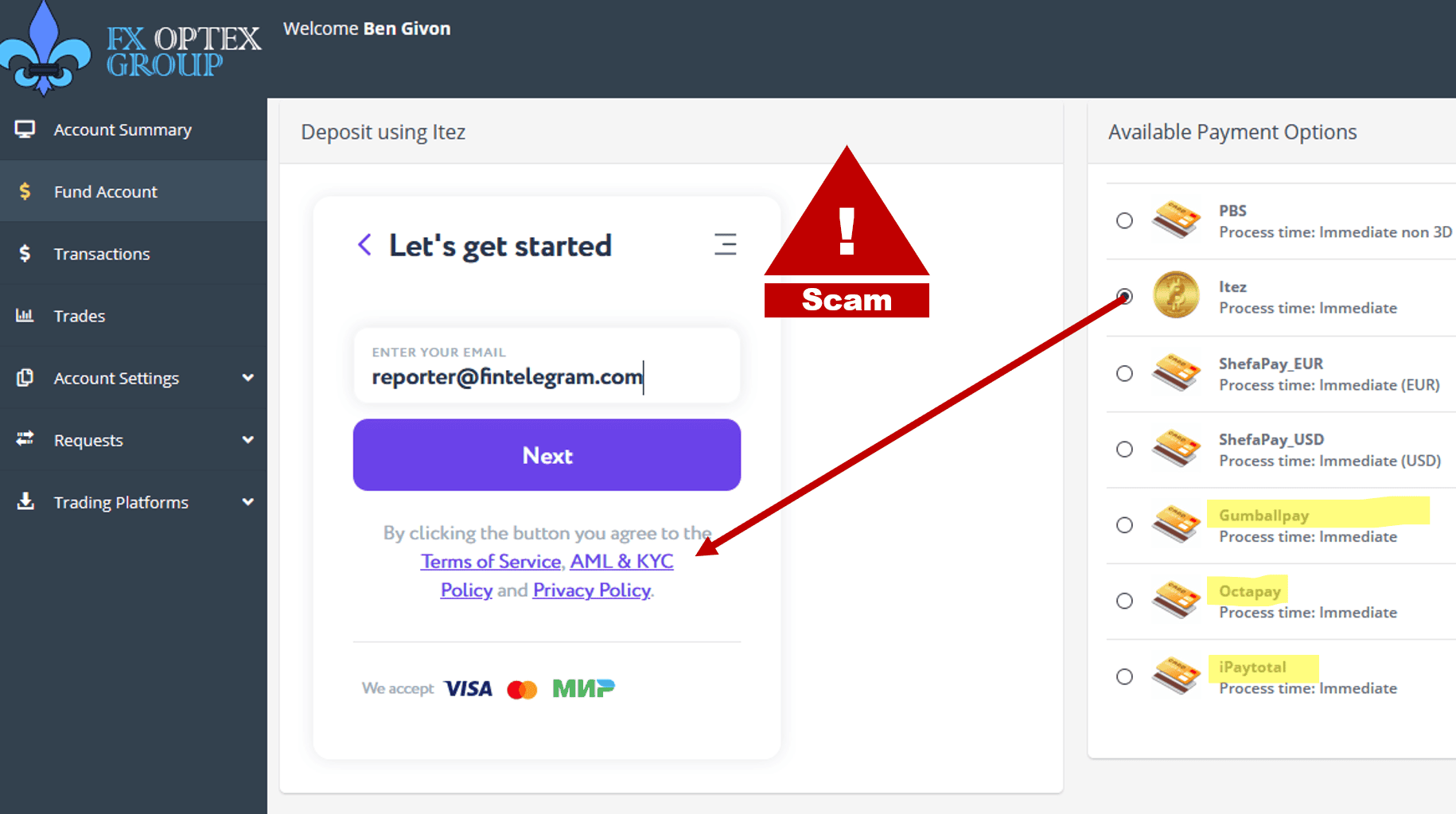FMA warns against FXOptex Groups broker scam