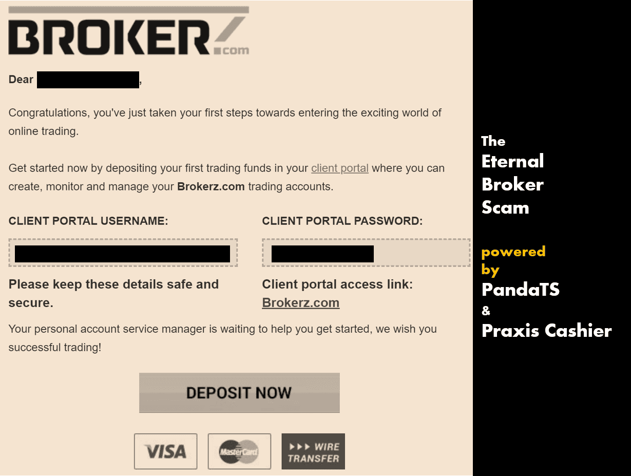 Investor warning Brokerz powered by PandaTS and Praxis Cashier