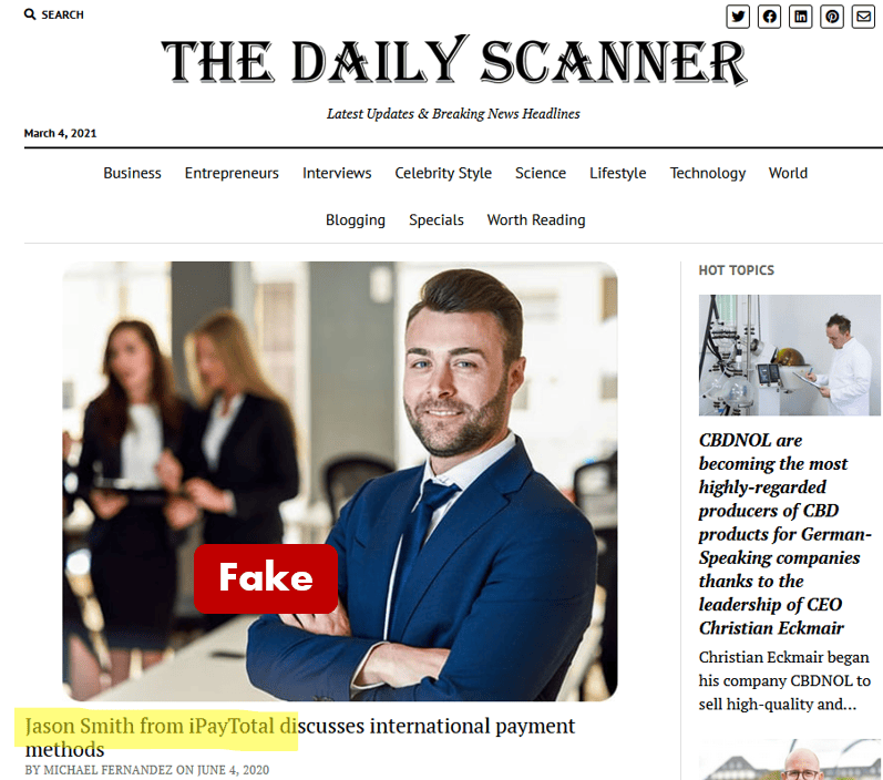 iPayTotal and its fake people