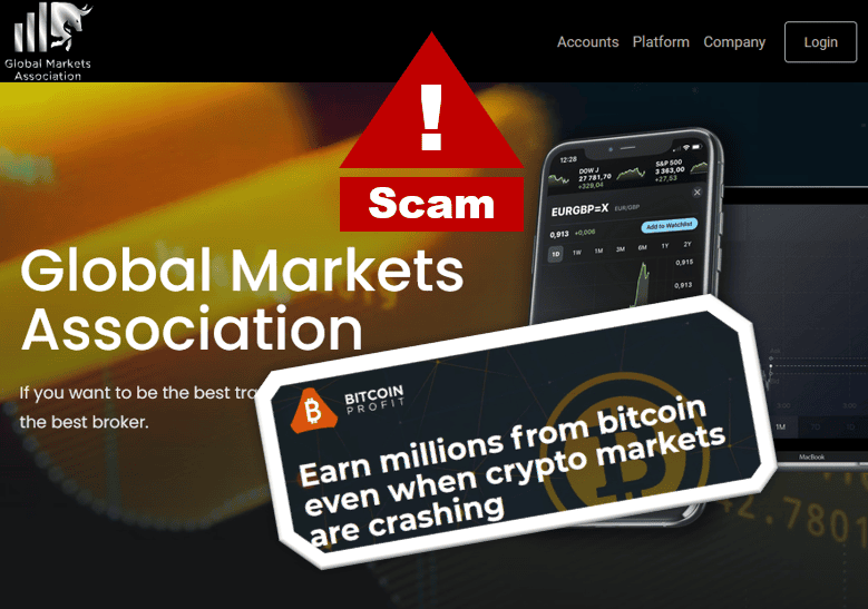 Fraudullent Bitcoin Profit campaign promotes Global Markets Association