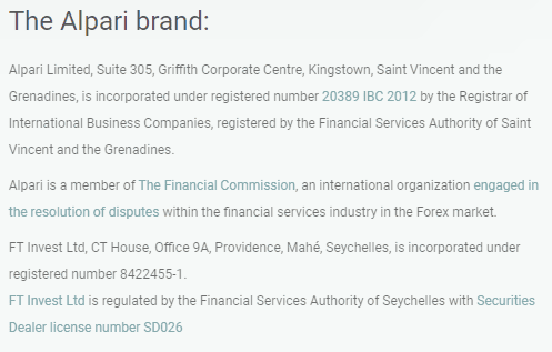 ForTrade partner Alpare is an offshore entity