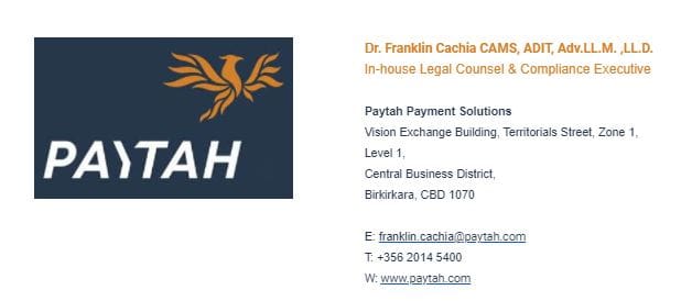 Paytah Payment Solutions and Franklin Cachia