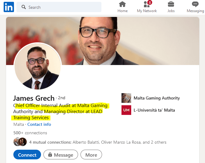 James Grech MGA officer and private entrepreneur