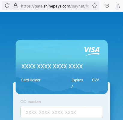 ShinePays cashier for credit and debit card payments at AroxCapital scam