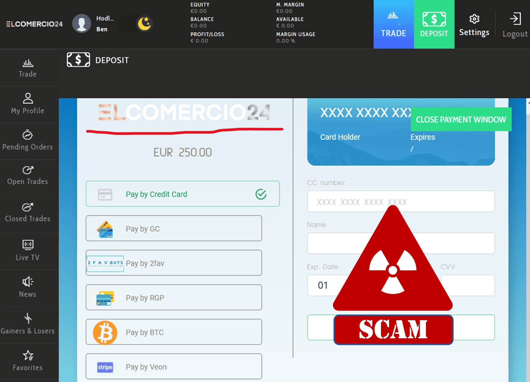 investor warning against El Comercio24 broker scam