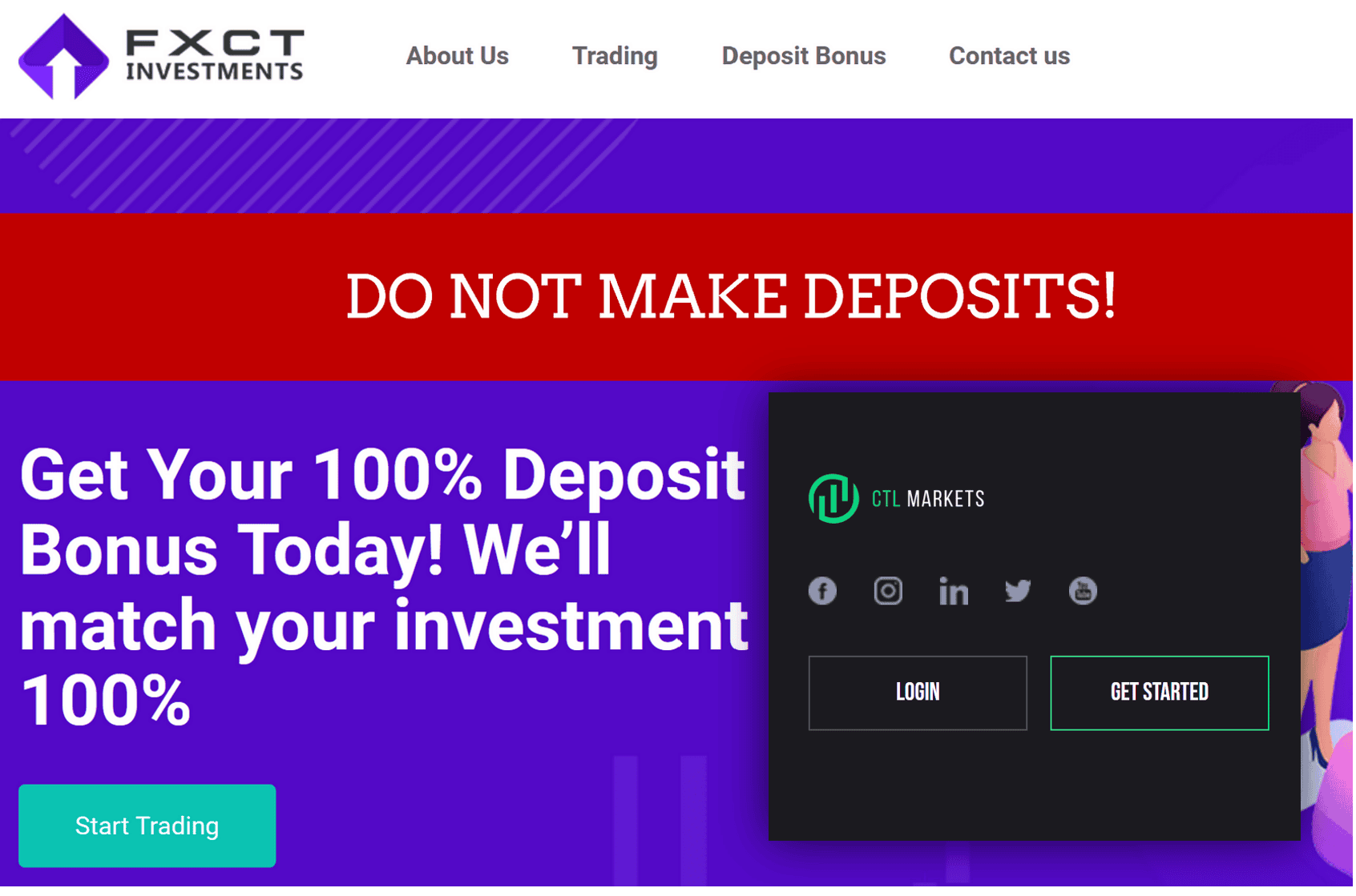 investor warnings against CTL Markets and FXCT Investments
