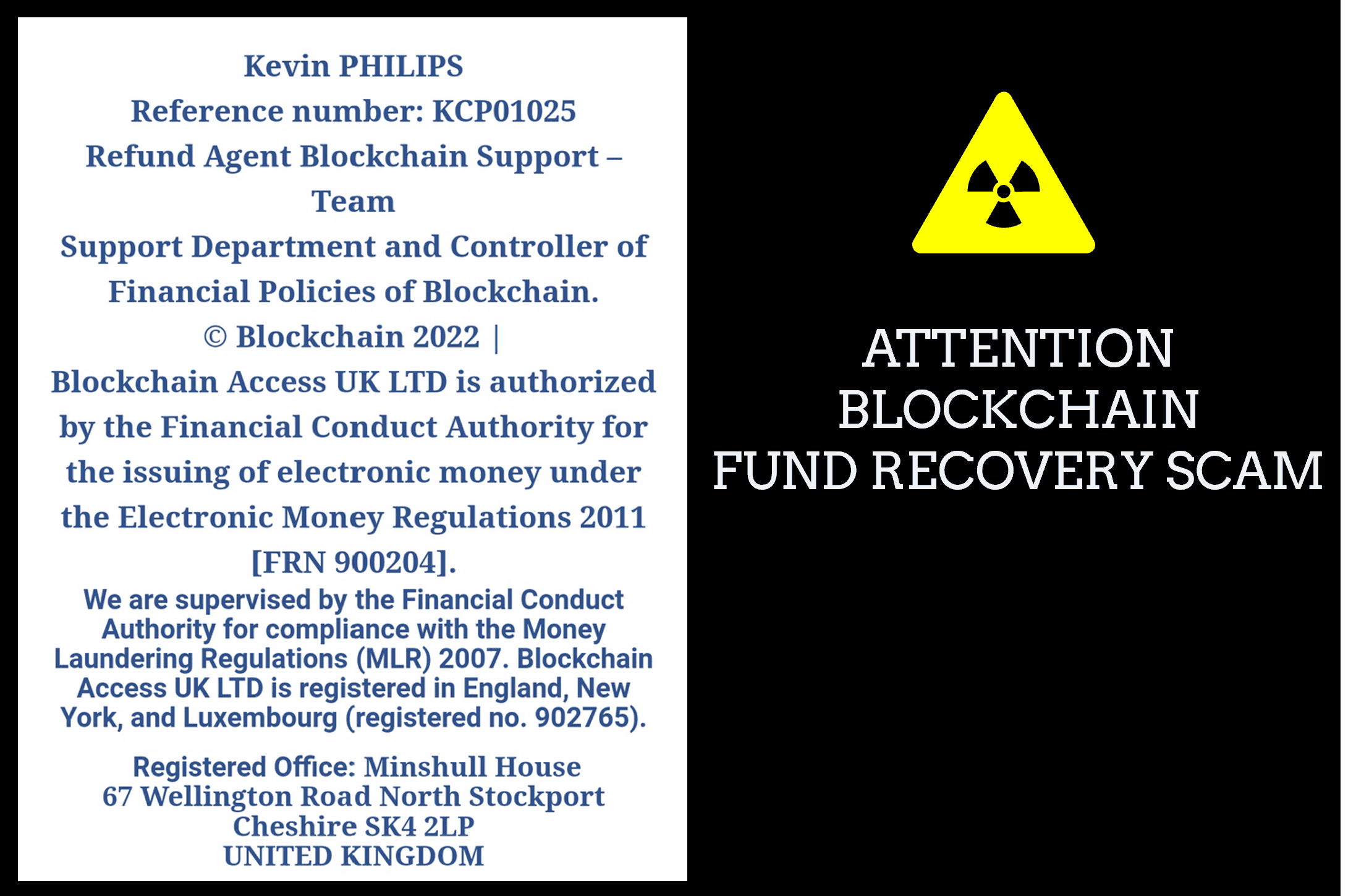 Blockchain fund recovery scam