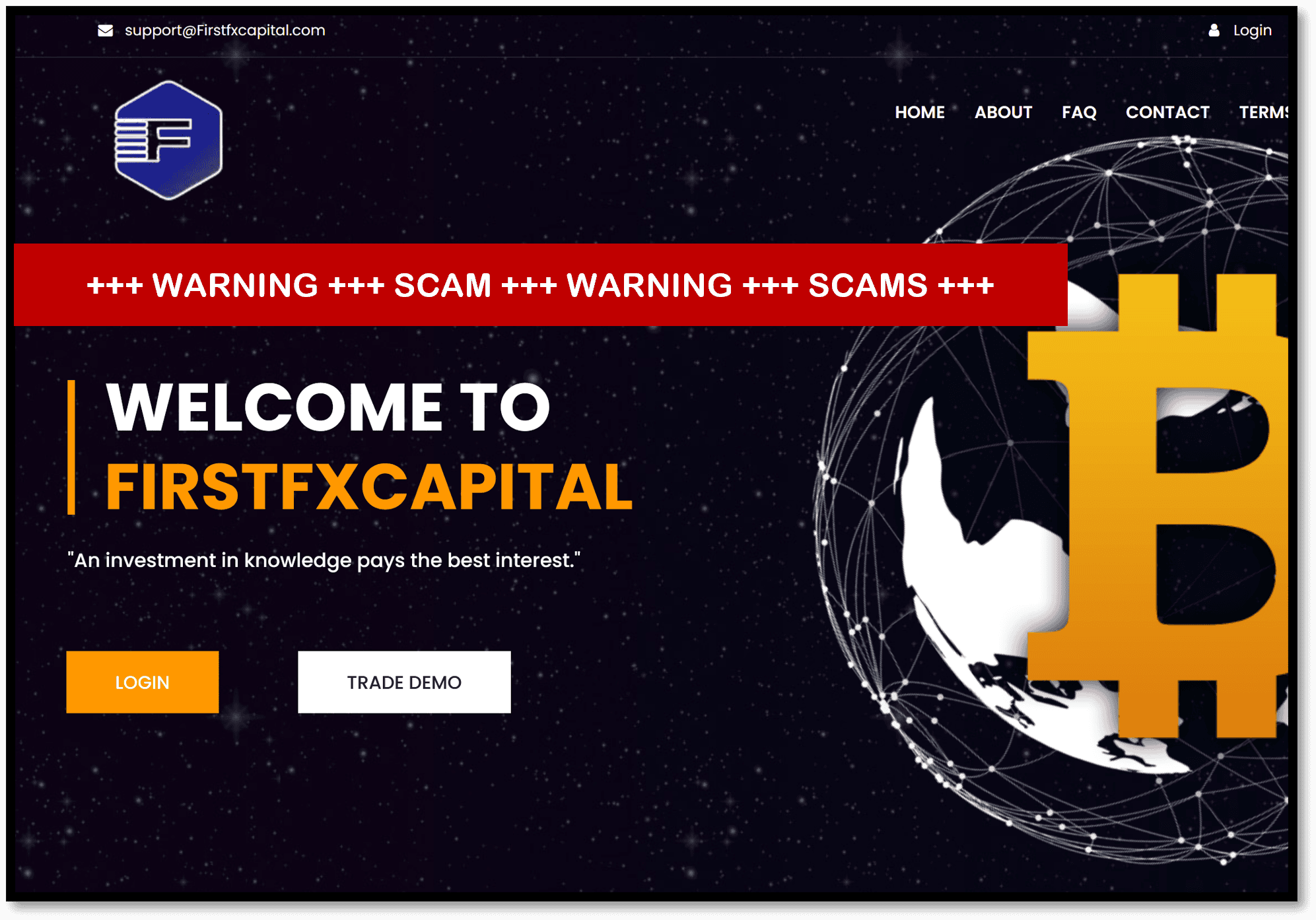 warning against crypto investment scam FirstFXCapital