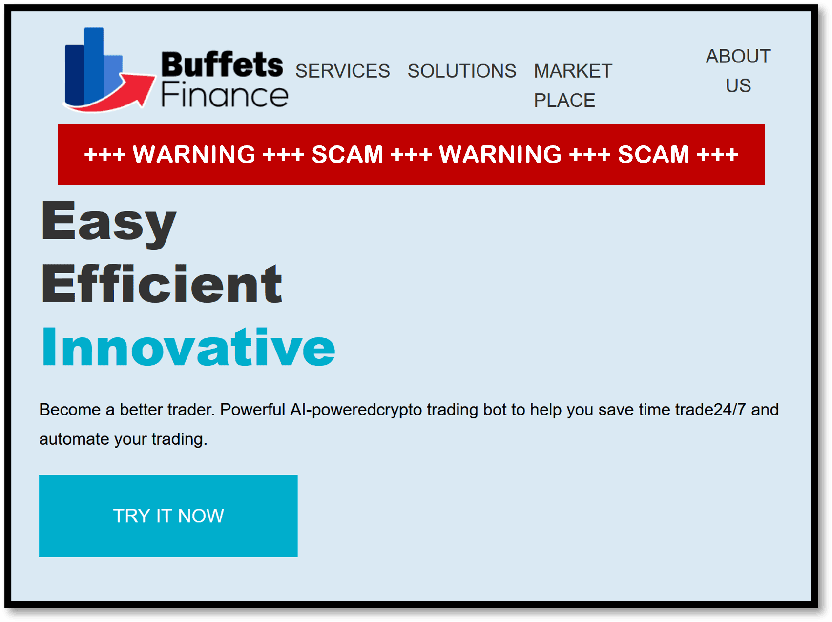 FinTelegram warns against broker scam Buffets Finance