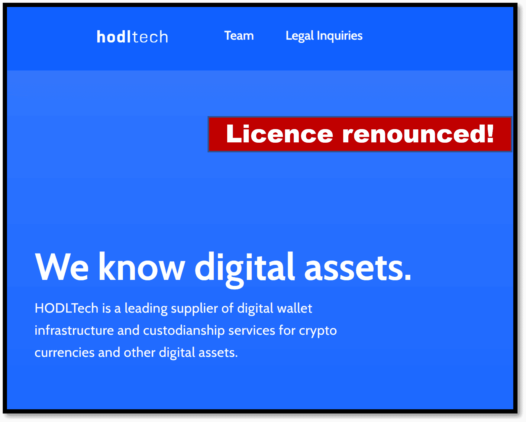HODLtech renounced Estonian crypto license