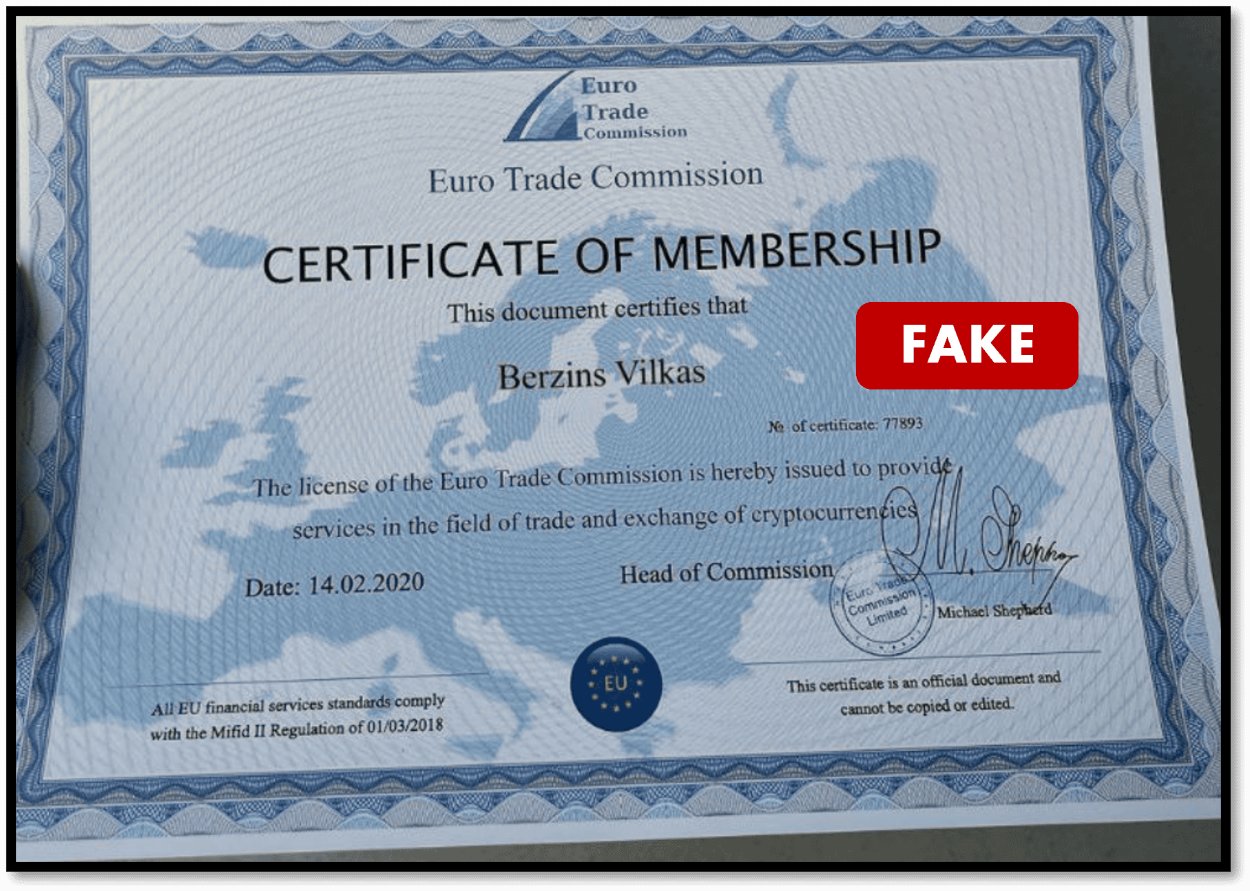 Fake Regulator Euro Trade Commission