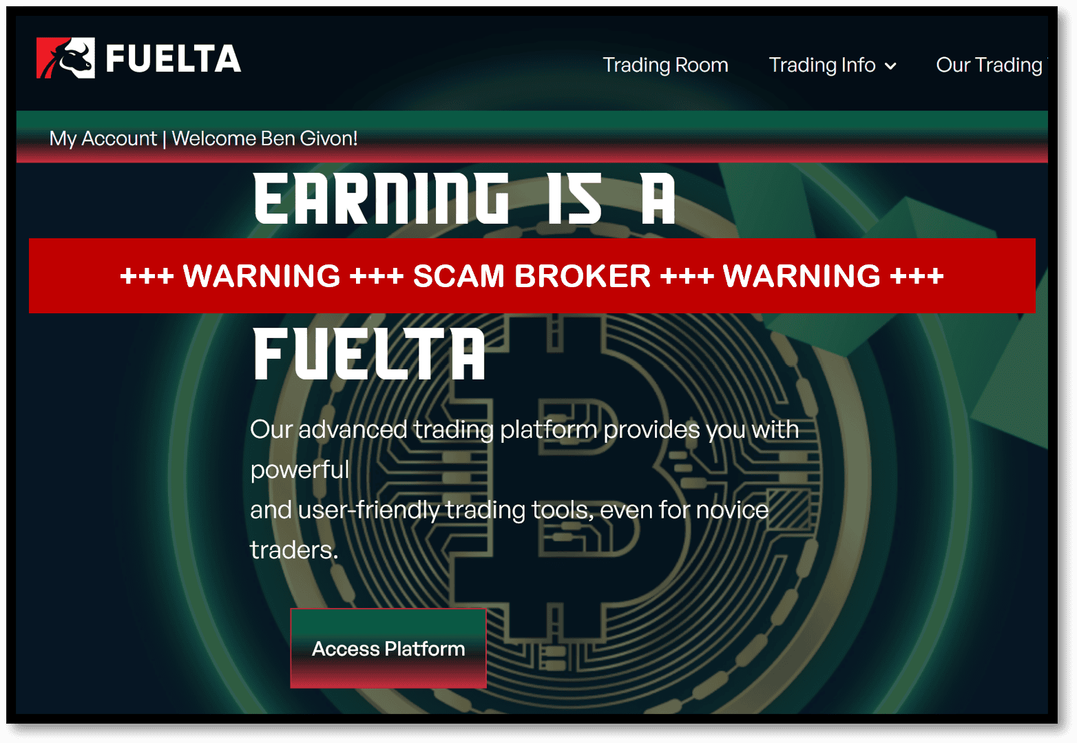 investor warning against broker scam Fuelta