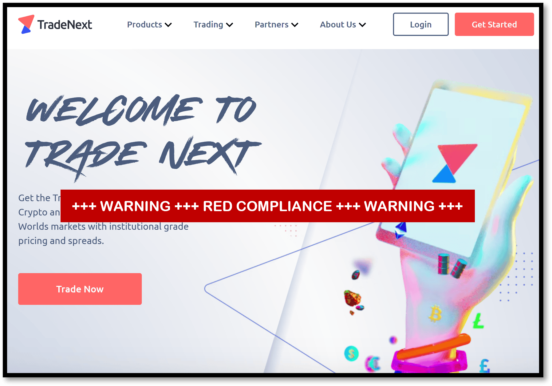 FinTelegram assigned Red Compliance rating to TradeNext